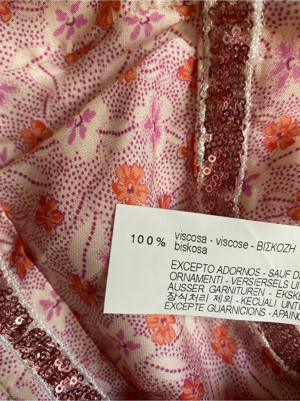 Zara Pink & Orange Floral Print Shorts Trim Lace & Sequin Detail NWT Size 11/12